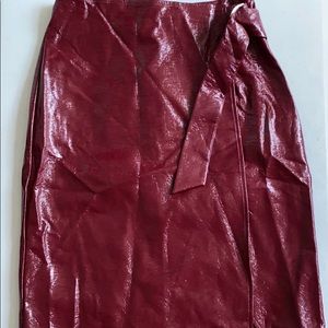 Burgundy Pleather Maxi Skirt